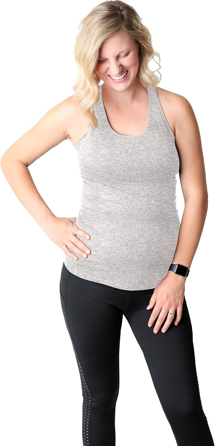 Movemama Maternity Workout and Yoga Top with Cross Back Detail, Shelf Bra and Removable Padding at  Women’s Clothing store