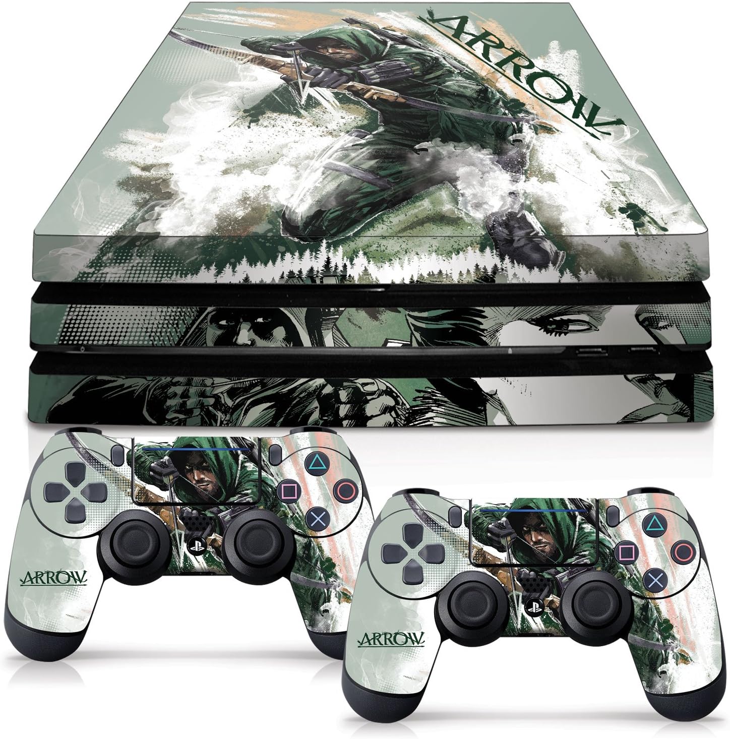 Controller Gear Officially Licensed By PlayStation and WB Console and Dual Controller Combo Skin Arrow: Shoot to Kill Design for PS4 Pro. Protective Vinyl Cover - PlayStation 4