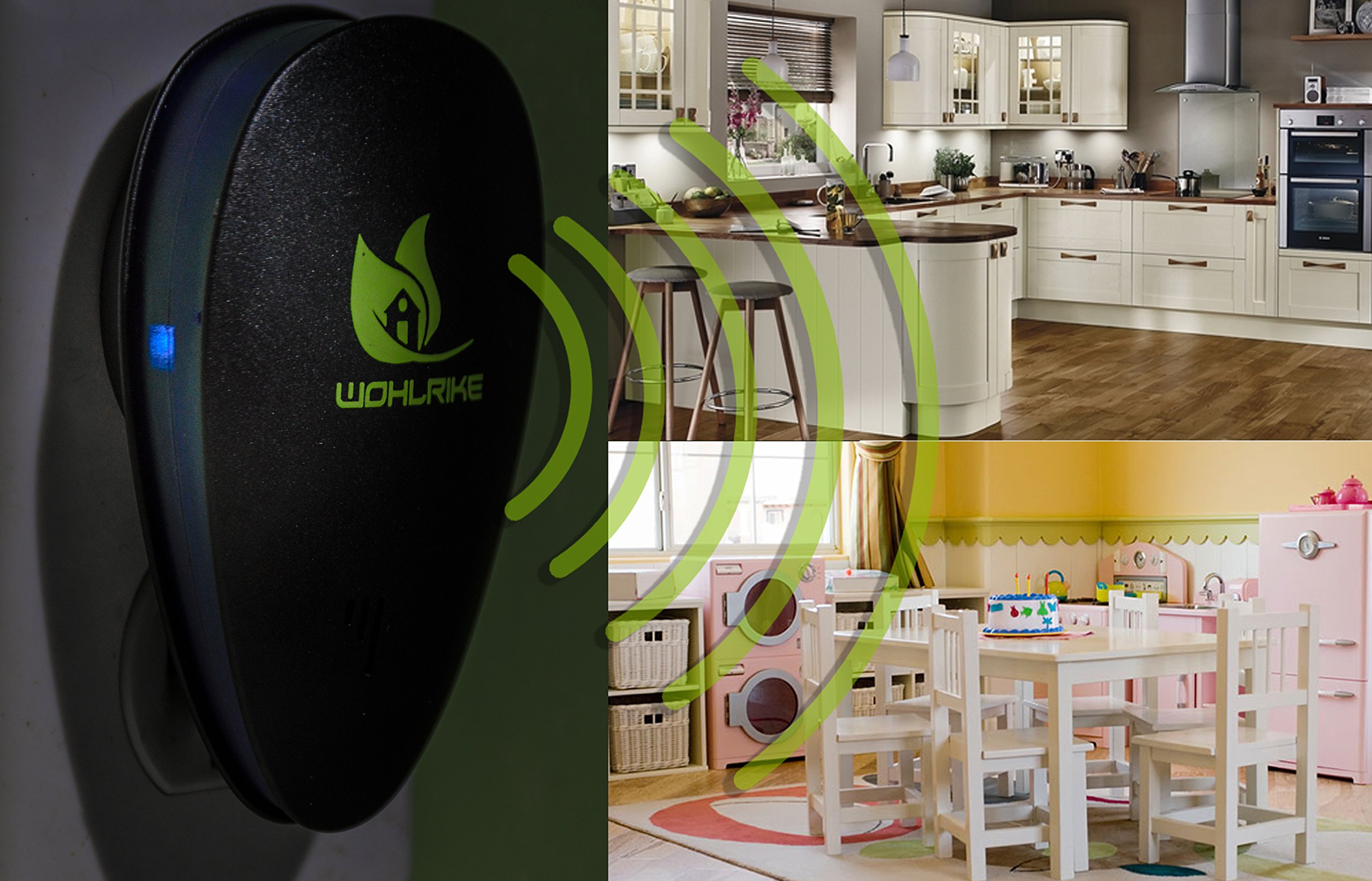 WOHLRIKE Ultrasonic Pest Repellent Plug-In Kit –Portable, Compact, Truly Effective & Non Toxic Insect Repeller Control –For Mosquitoes, Ants, Mice, Rats, Flies, Bees, Bugs, Fleas, Roaches & More