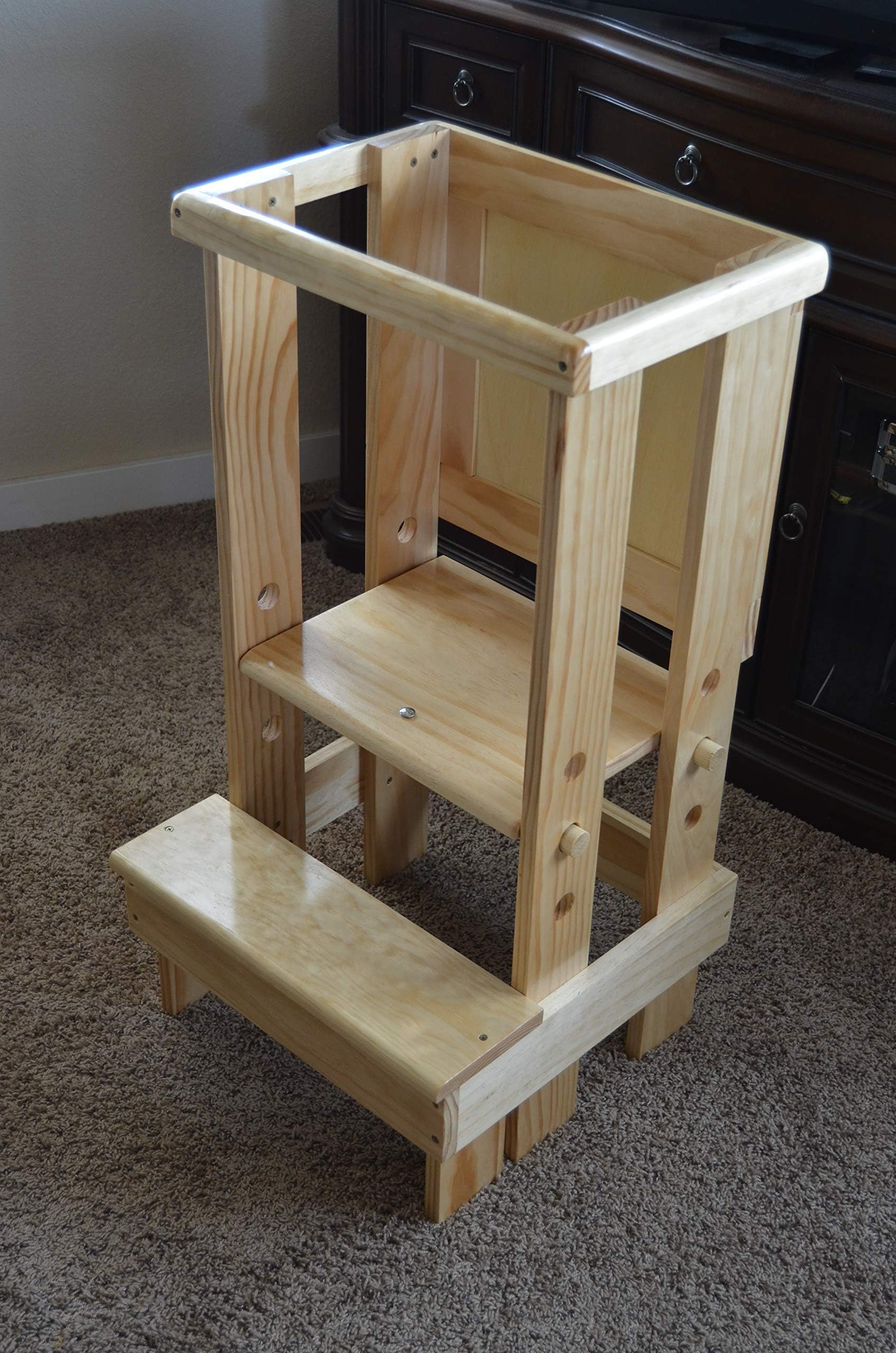 Montessori Learning Tower Unfinished kitchen Helper step stool learning