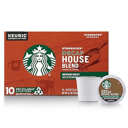 Starbucks Decaf K Cup Coffee Pods House Blend For Keurig Brewers 1 Box 10 Pods Amazon Com Grocery Gourmet Food