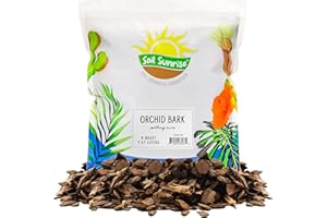 SOIL SUNRISE 100% Organic Orchid Potting Bark (8 Quarts), All-Natural USA-Sourced Pine Bark Orchid Mix Additive