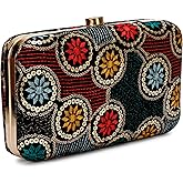 Hand Crafted Designer Box Clutch, Zari Embroidery Clutch - Hand Clutch For Women
