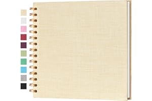 DAWNHUA 8 x 8 Inch Small DIY Scrapbook Photo Album Linen Cover 40 Blank White Pages for Memory Book Travel Wedding and Baby Shower