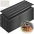 Yaocom 20 Pcs Metal Roofing Panels 43.3" x 17.72" Corrugated Galvanized Steel Roof Panels Metal Siding Panels with Screws 106 Sq.ft Gazebo Top Cover for Pergola Patio Garden Mobile Home, Black