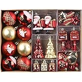 Valery Madelyn Christmas Tree Ornaments Set, 40ct Red and Gold Shatterproof Christmas Tree Decorations Bulk, Luxury Hanging Ball Ornaments for Xmas Trees Holiday Decor