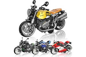 LAUSOMILE Alloy Metal Diecast Motorcycle Toy Set, 4 Pack of 1:12 Scale Die-Cast Motorcycles Model with Light&Sounds, Pull Back Function Toy Moto Bike for Kids Boys Girls and Collectors Ages 3 and up
