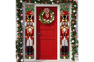 FARMNALL Black Nutcrackers Christmas Decorations Christmas Soldiers Banner Door String Porch Banner Outdoor Nutcracker Decorations Christmas Xmas Winter Holiday Home Board Wall Hanging