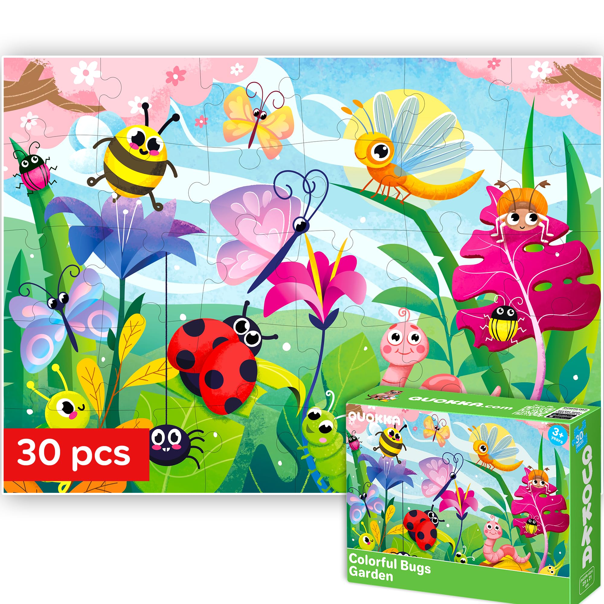 QUOKKA Jigsaw Puzzles For 3 4 Year Olds - Educational Toys Learning Bugs For 4 5 Year Olds - Childrens Jigsaws Gift for Boy and Girl Age 3-6