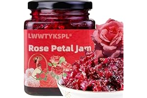 LWWTYKSPL Rose Syrup Jam, Gourmet Rose Petal Jam (12.35oz) - Made with Real Petals for Cooking, Baking, and Flavoring Premium Floral Fruit Spread, Sweet Preserve