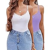 Avidlove Womens Camisoles 2-Pack Tank Top V Neck Undershirts Adjustable Spaghetti Strap Cami Tops