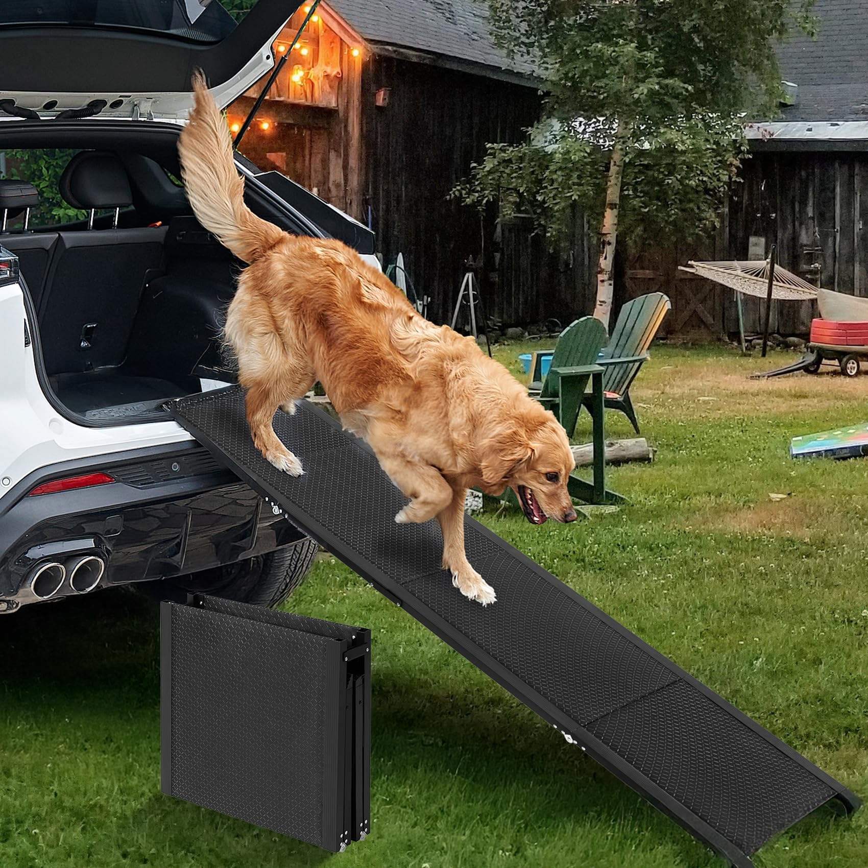 Photo 1 of EHEYCIGA Dog Ramp for Car, 67" L x 19.7" W Pet Ramps for Large Dogs Up to 150LBS Enter a Car, SUV & Truck, Extra Wide Pet Steps with Anti-Slip Surface
