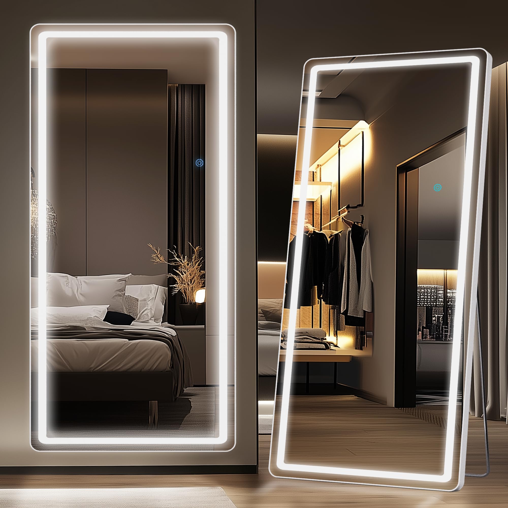 Photo 1 of ** NEW** LED Full Length Mirror, 76" x 34" Oversized LED Mirror Full Length Lighted Floor Standing,Hanging Mirror Floor Mirror with Lighted Stand Free Standing Floor Mirror for Bedroom,Livingroom,Rect Style
