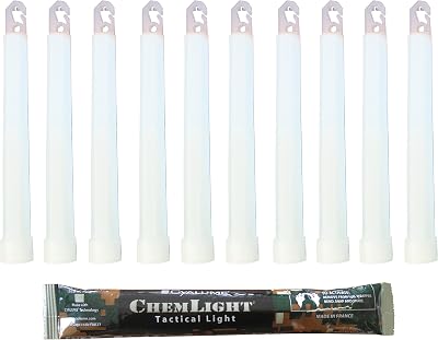 Cyalume ChemLight Military White 6" 8Hr Chemical Light Sticks - 10 Pack