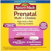 Nature Made Prenatal Vitamin Softgels + Choline Capsules, 60 Count of Each | Prenatal Vitamins for Women, 60 Multi Prenatal Softgels with Folic Acid &amp; DHA + 60 Choline Supplement Capsules, 60 Day Supply