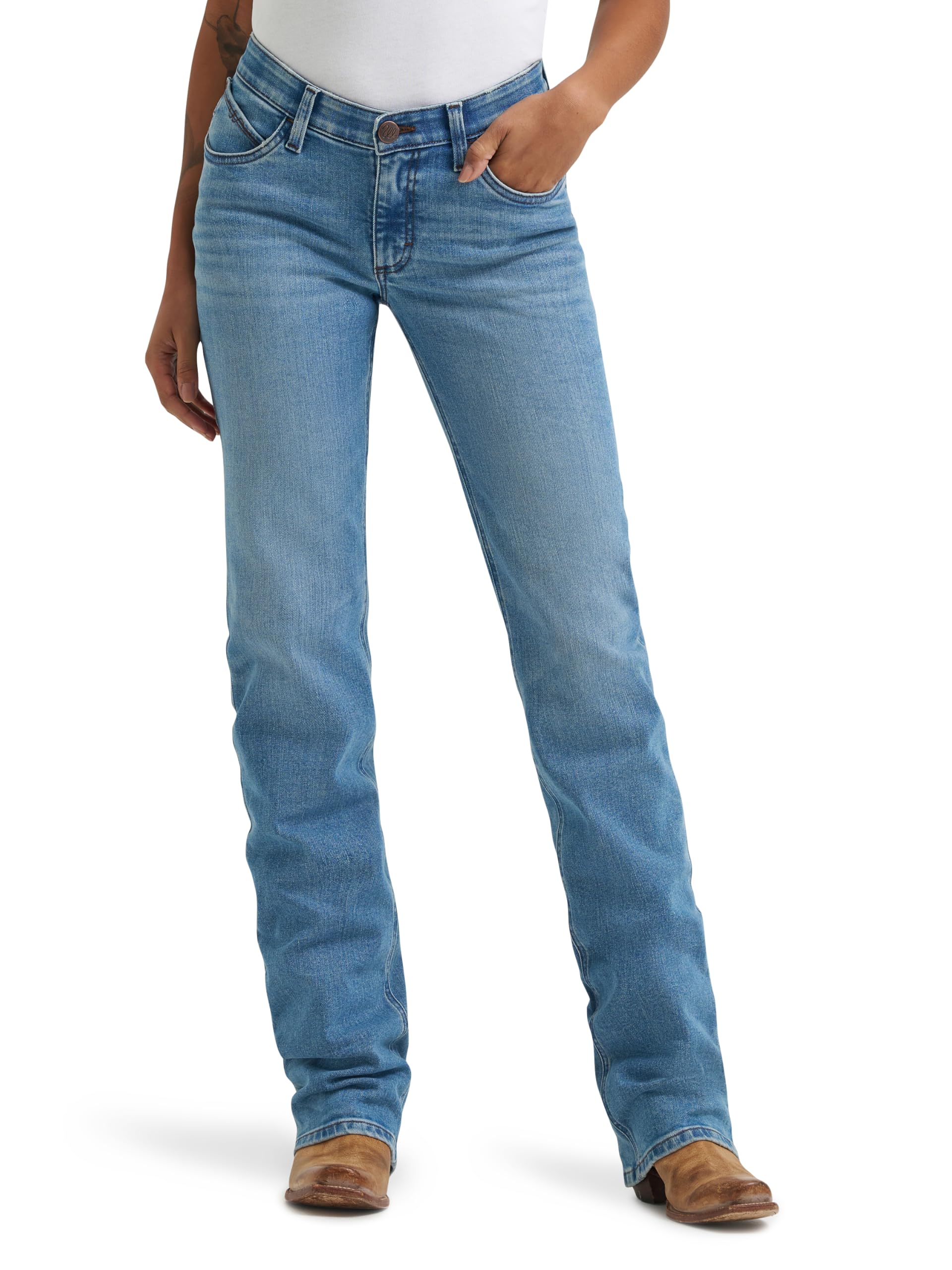 Wrangler Women's Willow Mid Rise Performance Waist Boot Cut Ultimate Riding Jean, Alexandria, 34W x 34L Image