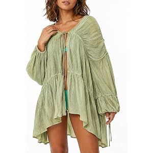 Womens Swimsuit Coverup Kimono Cardigans Cover Ups Long Sleeve Beach Outfit | Lightweight cover ups,long sleeve maxi duster d