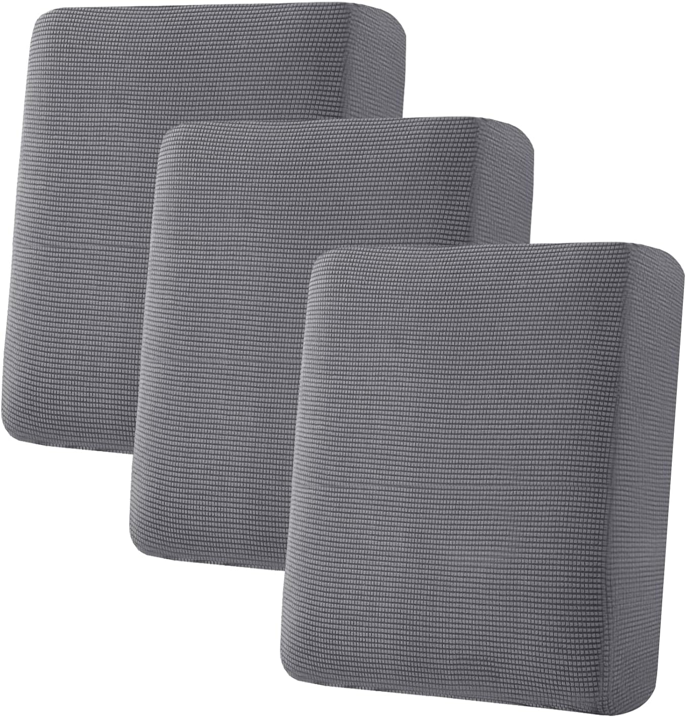 Slipcovers - H.VERSAILTEX Super Stretch Individual Seat Cushion Covers Sofa Covers Couch Cushion Cover Slipcover Sets Thick Jacquard Textured Twill Fabric (3 Piece Sofa Cushion Covers, Grey)