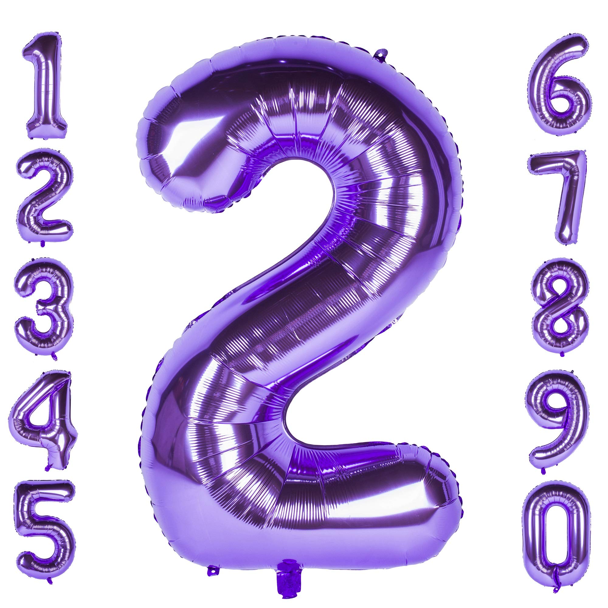 Purple 2 Balloons 40 Inch Large Purple Number 2 Balloons,Foil Helium Digital Balloons for Birthday Anniversary Party Festival Decorations