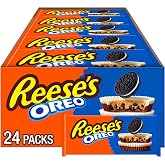 REESE'S OREO Peanut Butter Cups Candy Packs, 1.4 oz, 24 ct | Milk Chocolate and White Creme Peanut Butter Cups with OREO Cookie Crumbs, Kosher Individually Wrapped Candy Packs, 24 ct