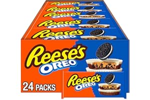 REESE'S OREO Milk Chocolate and White Creme Peanut Butter Cups, Candy Packs, 1.4 oz (24 Count)