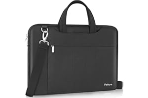 Ferkurn Laptop Case Bag 17 17.3 inch Women Men Computer Sleeve with Shoulder Strap Compatible with HP Envy Pavilion/Dell Inspiron/Thinkpad/Vivobook/MSI/Acer,Waterproof Briefcase with Handle,Black