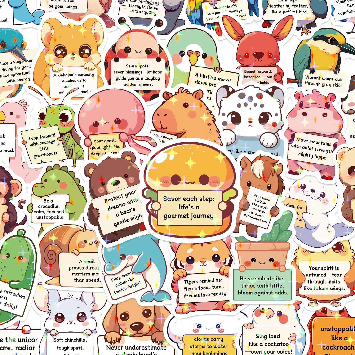 125 PCS Emotional Support Animal Stickers - Waterproof Cute Stickers for Water Bottles, Laptops | Inspirational Affirmation Stickers for Adults, Kids, Teens (Vinyl, 125 Unique Designs)