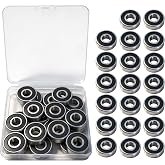 Kinetallum 20PCS 608 2RS Deep Groove Ball Bearings Steel 8mm x 22mm x 7mm Miniature Ball Bearing Double Rubber Sealed Bearings Pre-Lubricated Small Bearings for 3D Printers