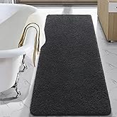 LOCHAS Bathroom Rug Runner 24x60 Inch, Soft Thick Absorbent Microfiber Bath Rugs for Bathroom, Machine Washable, Shaggy Plush Non Slip Bath Mat for Tub, Shower Floor, Quick Dry Mats, Dark Grey