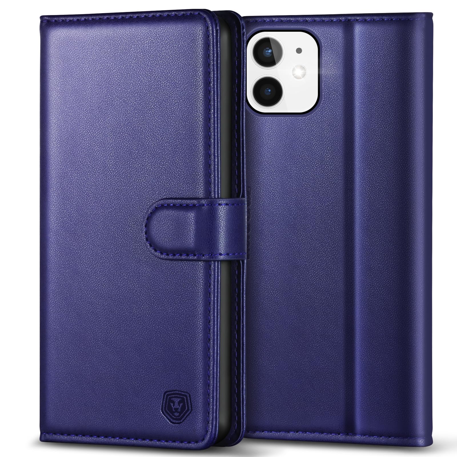 Kuafcase Compatible for iPhone 12 Mini Case with 4 Card Slots Magnetic Closure Kickstand Shockproof Protective Phone Case Compatible for iPhone 12 Mini - Blue — image 1