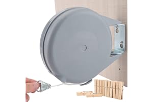 T-H-SEE Retractable Clothesline Flexible Portable Heavy Duty 40 Feet Adjustable Heavy Duty Laundry Clothes Line for Wet or Dry Clothes Indoor or Outdoor Easy Installation Gray