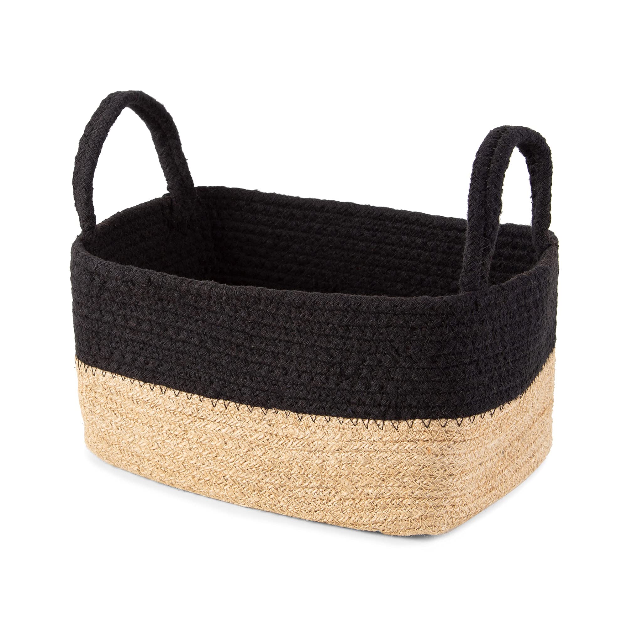 Compactor Magura Jute Storage Basket, Size Small, 24 x 15 x 12cm, Brown/Black, RAN10551