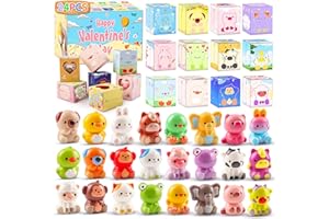 KISSFUTURE Valentines Day Gifts for Kids 24PCS Animal Squishy Toys, Slow Rising Stress Relief Toys, Goodie Bag Stuffers, Party Favors for Classroom Prizes