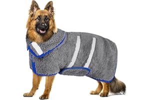 HEDGEINK Dog Bathrobe, Super Soft Dog Robe Quick Drying Dog Towels for Drying Dogs Large, Adjustable Dog Robes for After Bath, Dog Clothes and Dog Dryer XXL