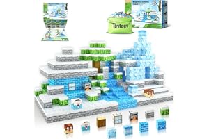 TOYLOGY Magnetic Blocks-Build Mine Magnet World Ice Edtion Building Craft, Toys for Girls Age 3 4 5 6 7 8 STEM Sensory Kids Games Toys for Toddler Christmas Birthday Gifts for 3+ Years Old Girls & Boys