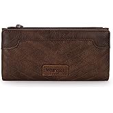 Wrangler Minimalist Wallet for Women Credit Card Wallet Ladies Travel Wallets Monederos de Mujer Card Cases & Money Organizers with Smooth Zippers for Women Men Coffee