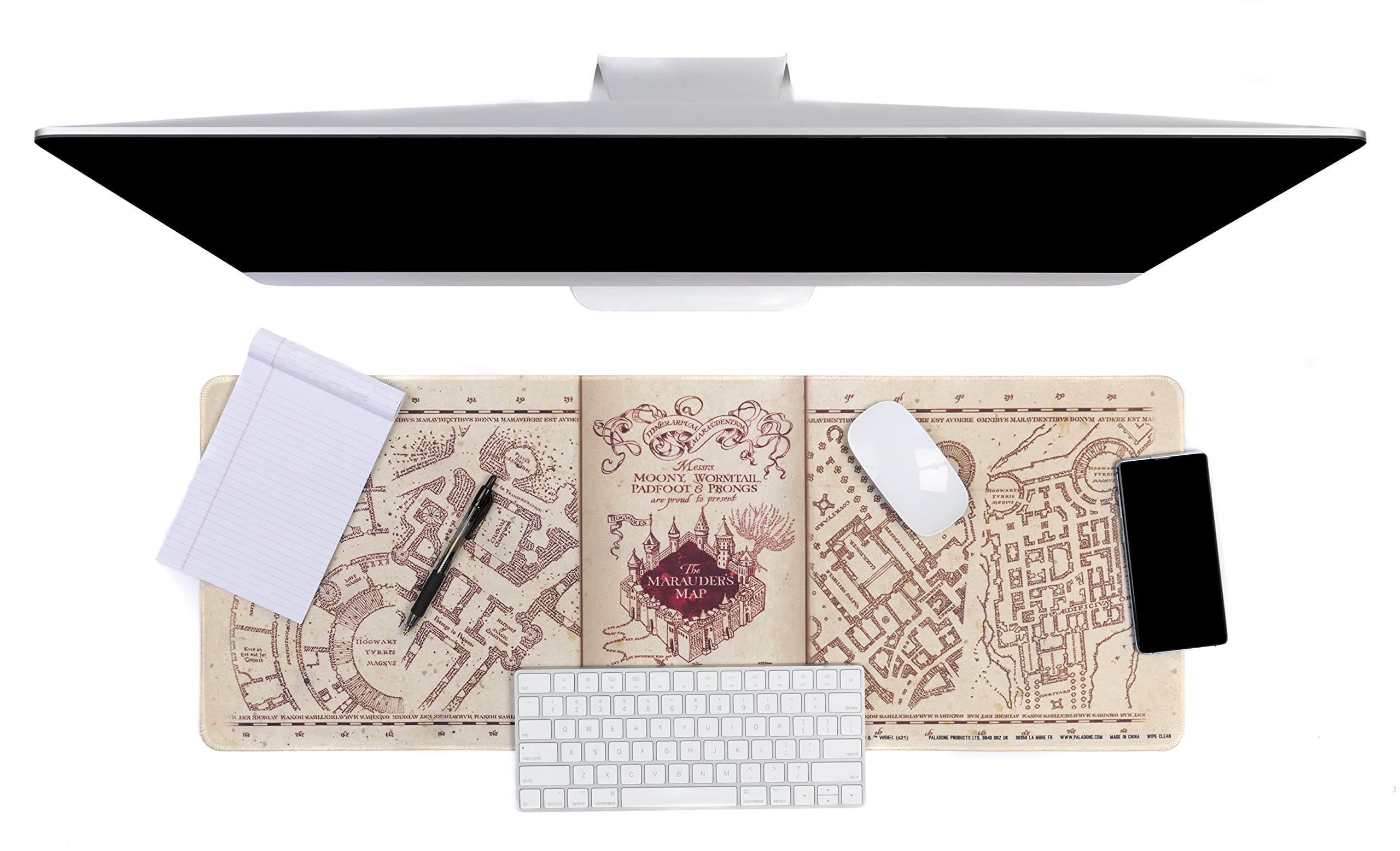 Paladone Harry Potter Marauders Map Gaming Desk Mat 40cm x 80 cm, Office Desk Blotter Laptop Mat for Office and Home, Beige, One Size, PP8826HP