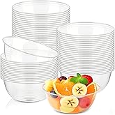 Slomg 100 Pack 12 oz Clear Plastic Bowls, Disposable Salad Serving Bowls | for Soup Fruit Snack Appetizer Parfait, Bulk Durable Ice Cream Dessert Bowls for Home Kitchen Wedding Catering Party Supplies