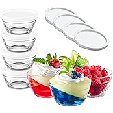 Le&rsquo;raze 16pc Set of Small Glass Prep Bowls with Airtight Lids, Custard Cups | 8oz, Stackable, Durable, Dishwasher Safe, Freezer Safe, 100% Food Grade, Lead and BPA Free, Secure Packaging, Eco-Friendly