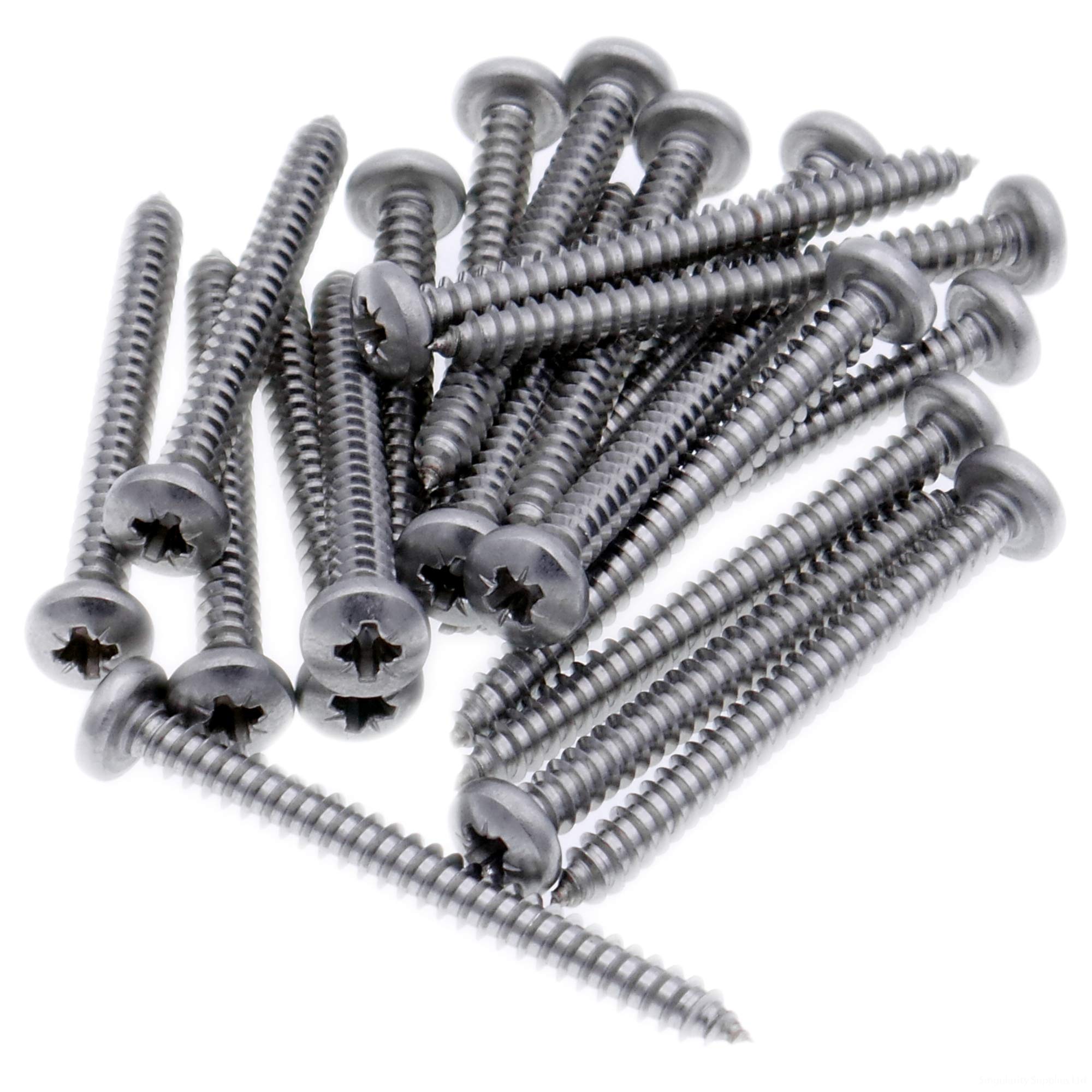 No.7 x 0.625 (3.9mm x 16mm) Pozi Pan Self-Tapping Screw - Stainless Steel (A2) (Pack of 20)