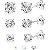 Moissanite Earrings Studs - S925 Sterling Silver Post Flat Back Earrings for Women Men Double Sided Star Heart Cartilage Earring Stacks Helix Piercing D Color VVS1 1.8 CT Moissanite Jewelry Gift