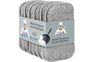 MR.SIGA Dual-Sided Scrub Sponges, Dishwashing Sponges for Kitchen, 6 Pack