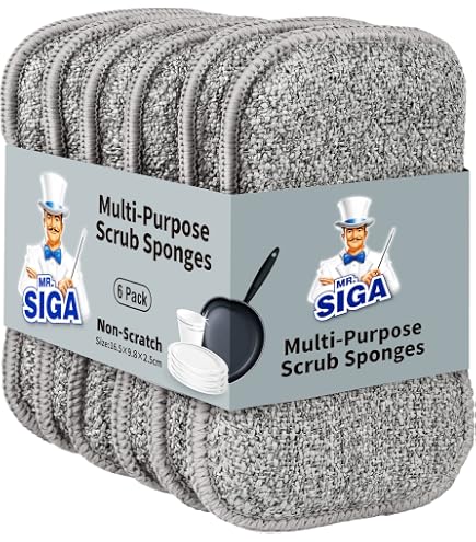 Jetz-Scrubz® Classic Rectangle Scrubber Sponge – 6-Pack, Black, Heavy Duty, Dishwasher Safe