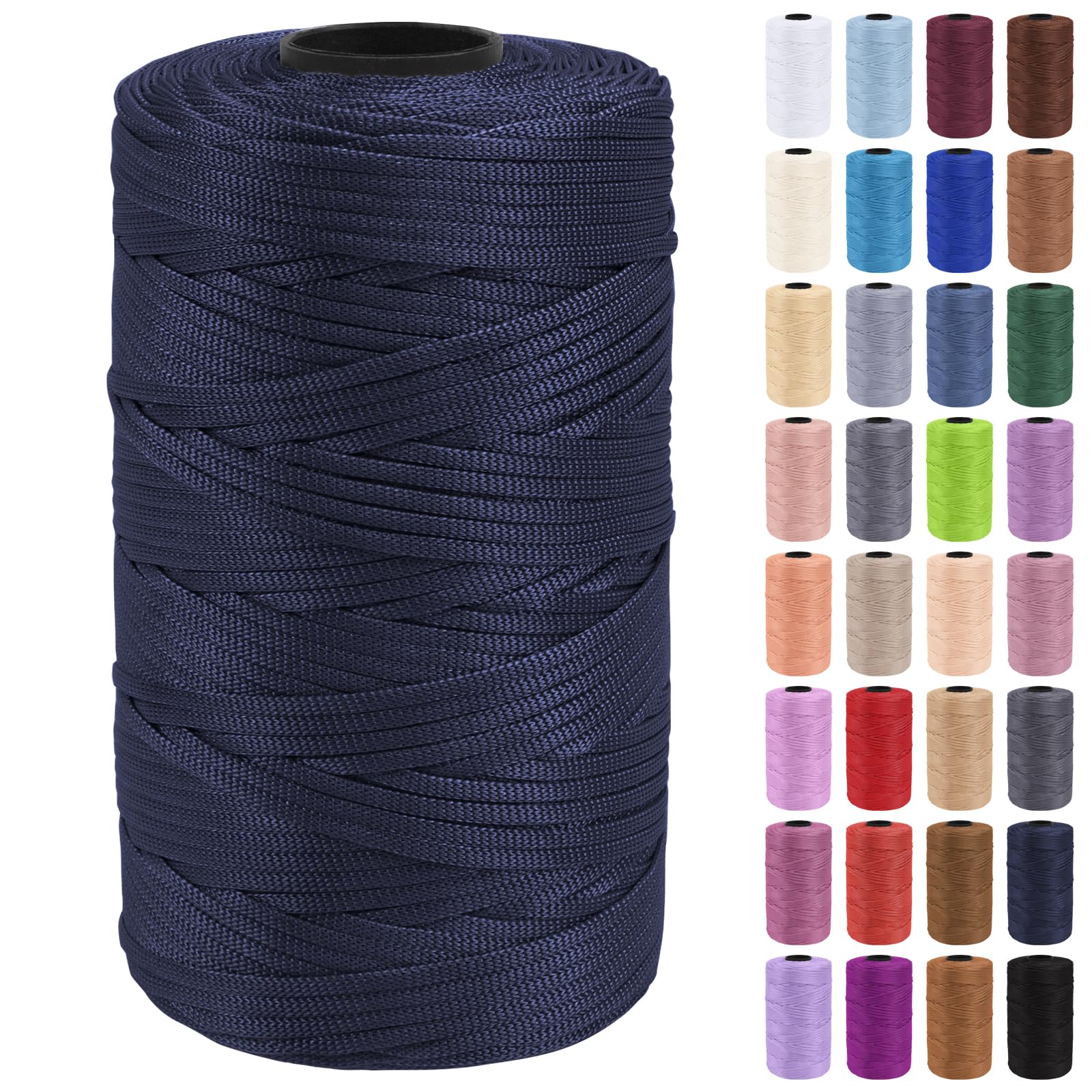 Uiopa Macrame Cord 3mm x 200m Polypropylene Flat Macrame String Crochet Yarn for Handbags, Shopping Bags, Sun Hats, Shoes, Carpets, DIY Crafts, Decorative Projects