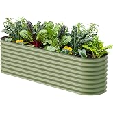 Vego garden 26" Extra Tall Raised Garden Bed Kits, 9 in 1 Modular Raised Planter Box for Vegetables Flowers Fruits Oval Metal Raised Garden-Olive Green