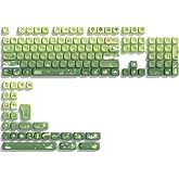 dagaladoo PBT Keyboard keycaps,Matcha moa keycaps,Green Frog | Dye Sublimation custom Key caps,Cute keycaps for most Cherry Gateron MX Switches Mechanical Keyboard