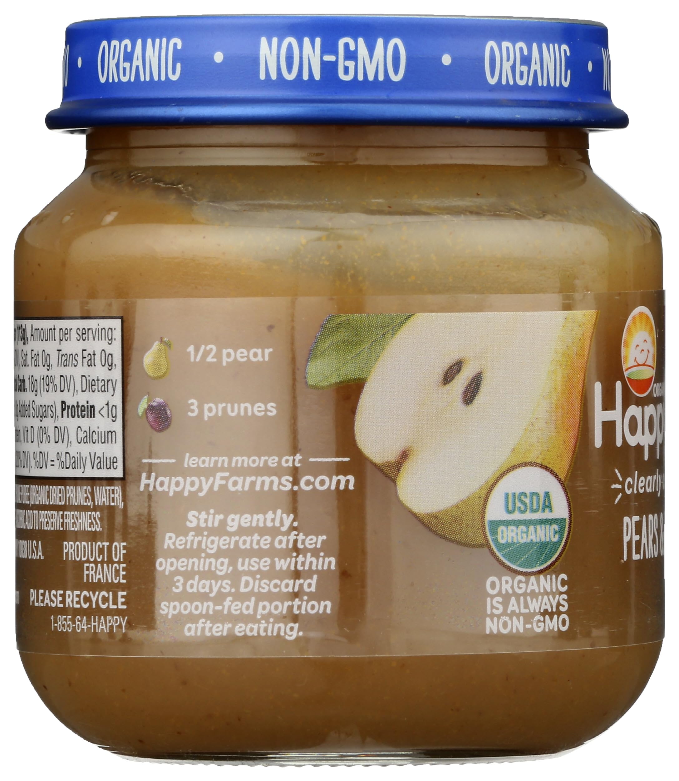 Happy Baby Organic Stage 2 Pears & Prunes Baby Food, 4 OZ