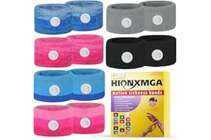 HIONXMGA 6 Pairs Motion Sickness Bands – Anti Nausea Acupressure Wristbands for Car, Boat, Flight & Morning Sickness Relief –