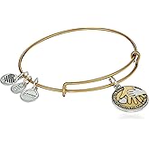 Alex and Ani Because I Love You Expandable Bangle for Women, Hand in Hand II Charm, Rafaelian Gold Finish, 2 to 3.5 in