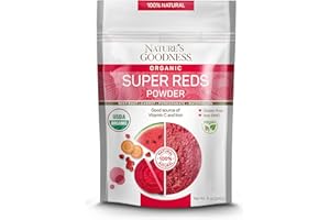 Nature's Goodness Super Reds Powder with Beet Root, Carrot, Pomegranate, and Watermelon - Antioxidant Rich Superfood for Energy, Heart Health, and Detox – 16 Servings (8 oz)